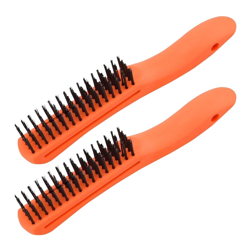 Duravel Wire Brush with Curved Plastic Handle - Pack of 2 for Rust and Paint Removal - Image 1